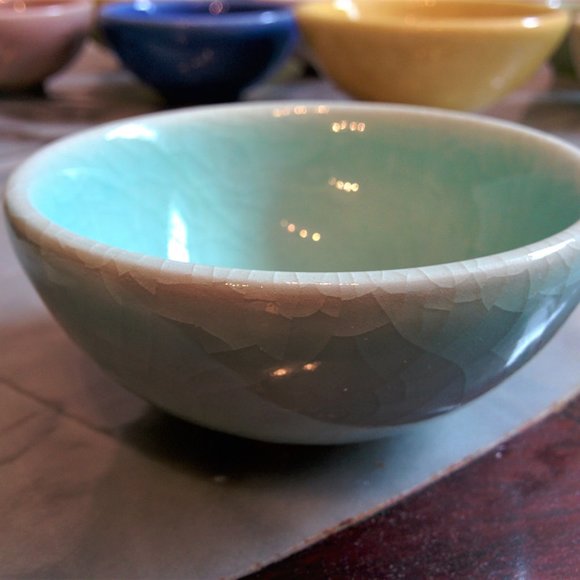 Sold~NEW Boxed Crackle Glaze Chinese Ceramic Tea Cups Total 9 pcs Seal Marks - Picture 5 of 8